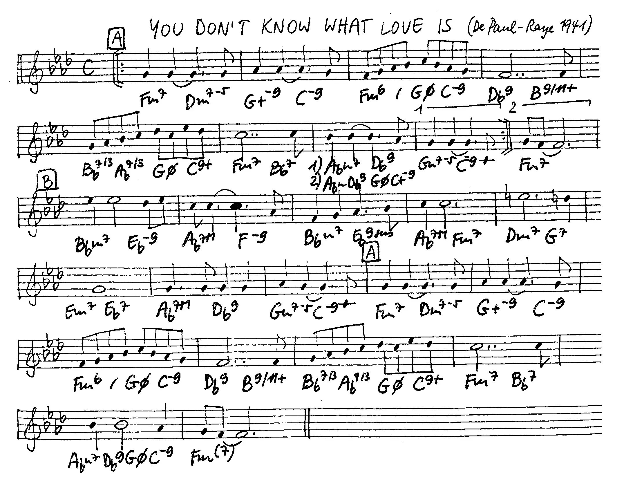 you don't know what love is free jazz leadsheet - Courtesy of the Jungle Jazz Band